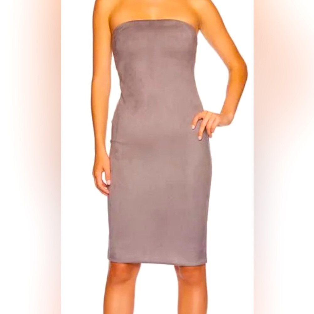 SUSANA MONICO NWT Grey Faux suede strapless mini dress. SZ: SMALL - Picture 1 of 3